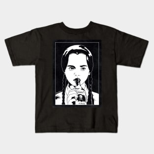 WEDNESDAY - The Addams Family (Black and White) Kids T-Shirt